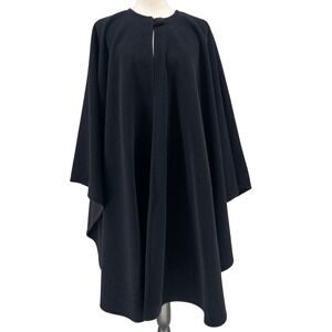 Vintage Peter James Wool Cashmere Cape Poncho Cloak Drape OS Black Quiet Luxury